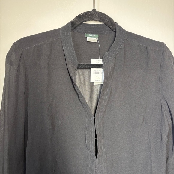 J. Crew  Womens M Black Silk Blouse Top Button Cuff Vintage Deadstock - Picture 2 of 12
